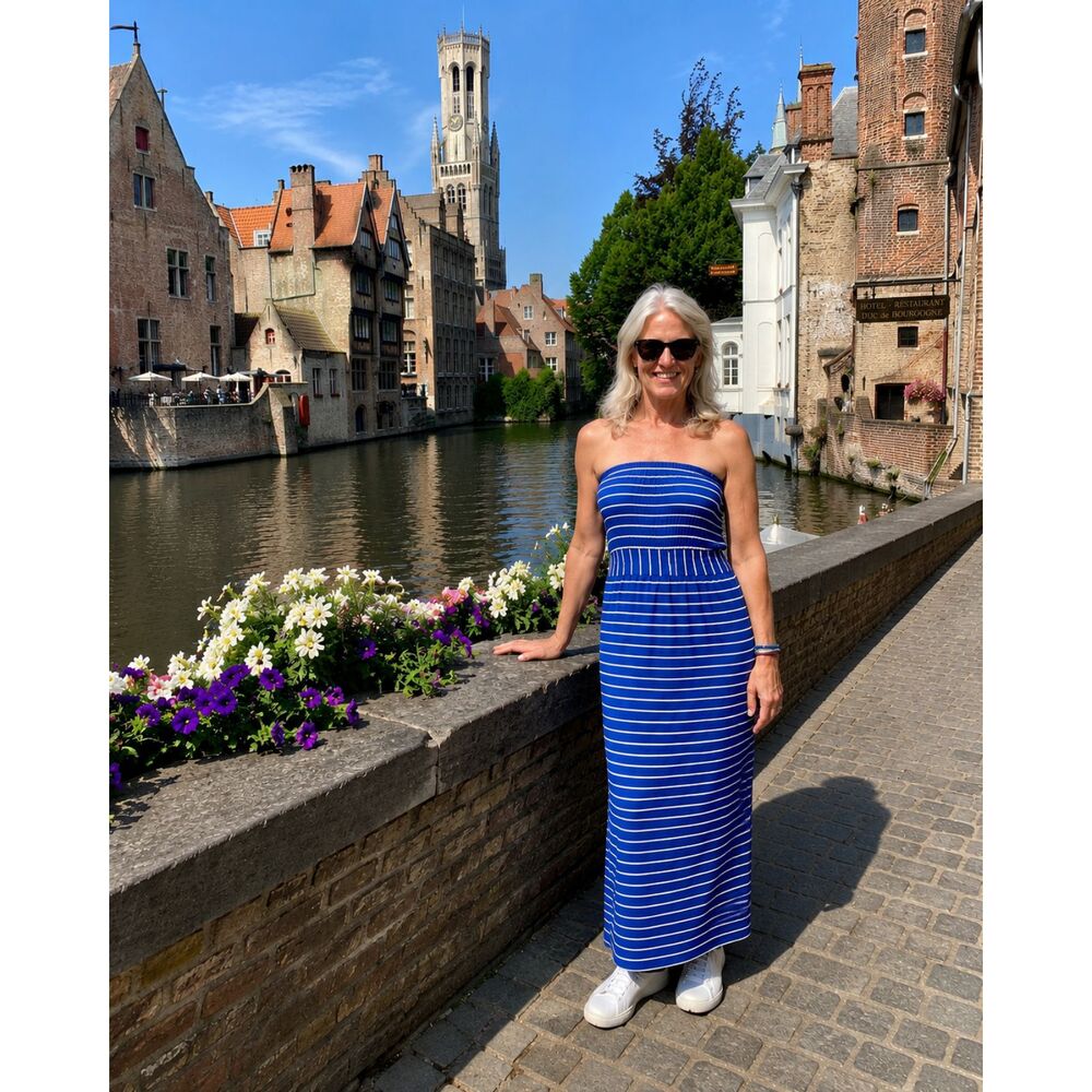 ⚓ Vineyard Vines Strapless Maxi Dress – XS Blue & White Stripe - Picture 1 of 8
